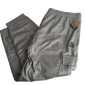 Reebok Pants Mens 3XL Gray Cargo Joggers Fleece Lined Elastic Waist Drawstring